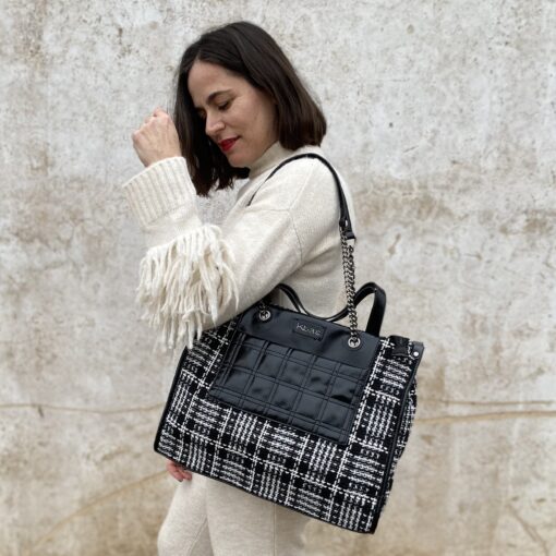 BOLSO TOTE TWEED NEGRO